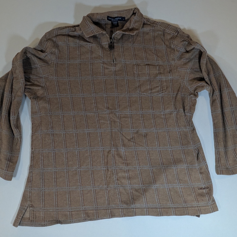 Daniel Cremieux Brown Houndstooth 1/4 Zip Shirt ***Blemish***